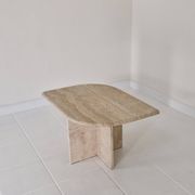 Travertine Coffee or Side Table in Teardrop Shape, Italy 1980s