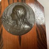 Ruffony wooden holy water font in Art Deco style