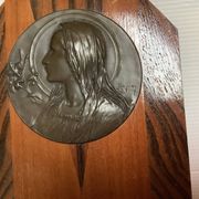 Ruffony wooden holy water font in Art Deco style