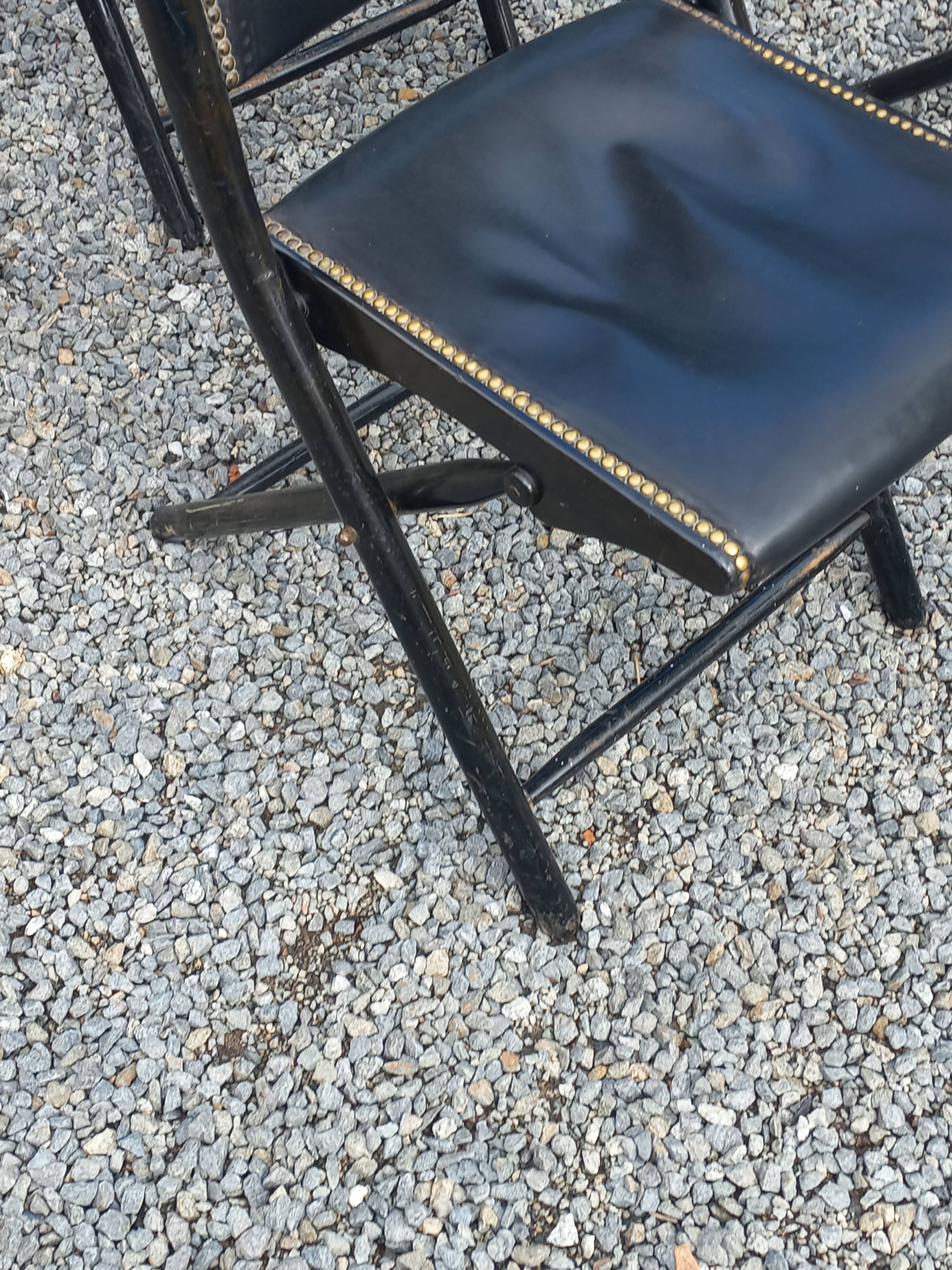 Set of 6 folding chairs, 70s design, 3 leather, 3 moleskin