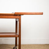 Rolling table, service, Danish expandable and double-level, teak 1960.