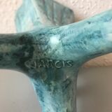 Vintage tripod pitcher blue style vallauris 1960