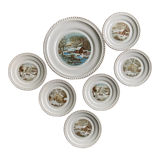 6 dessert plates and cake dish Harkerware USA