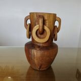 African vase in solid teak
