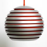 1960s spherical Space Age ceiling lamp with slats made of heavy metal