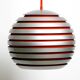 1960s spherical Space Age ceiling lamp with slats made of heavy metal