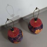 Hand - turned ceramic / glazed vase lamp holders French 1980s