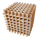 Lampe de table en bois cube moderne du milieu du siècle / Italie années 1960