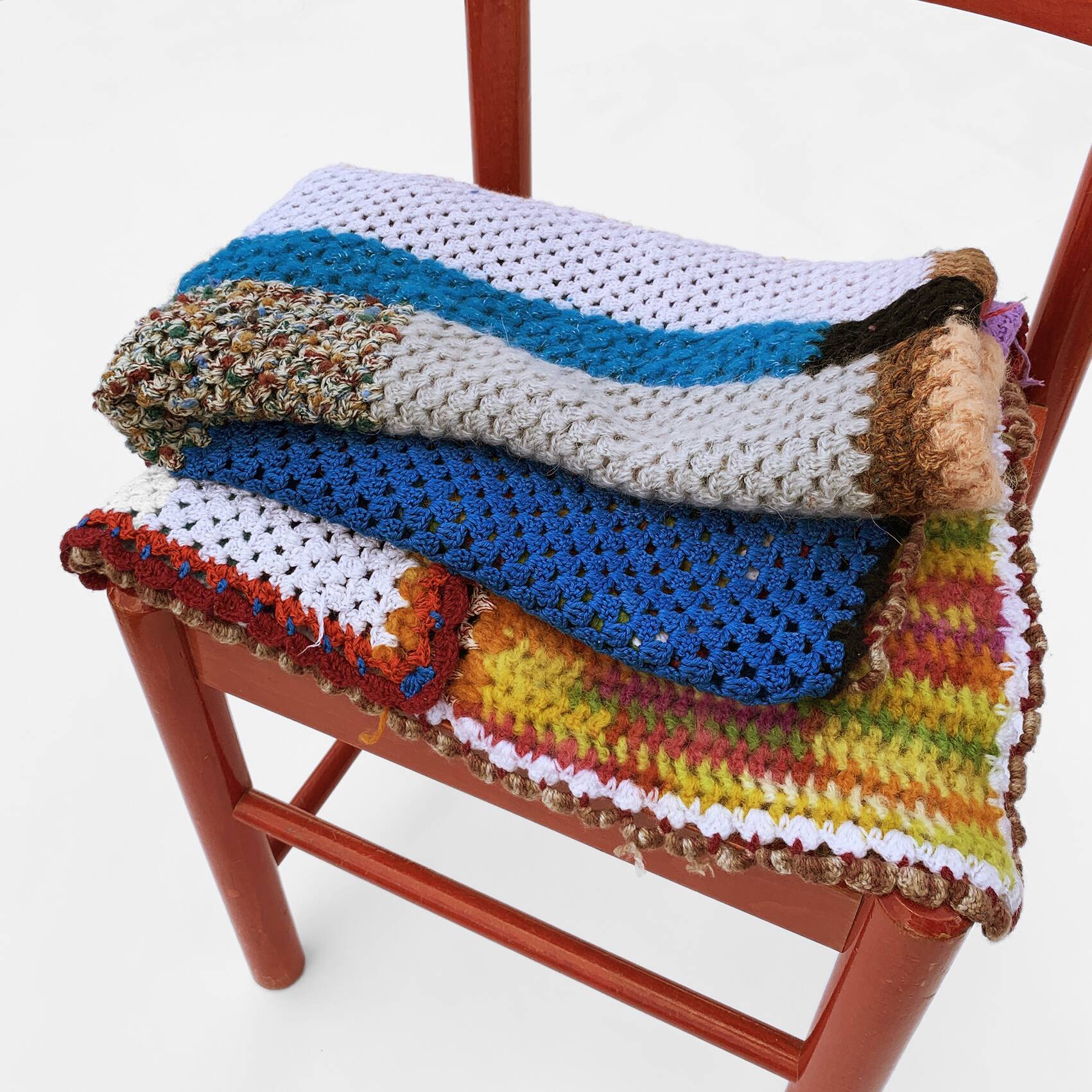 Handmade Crochet Patchwork Throw Blanket Bedspread