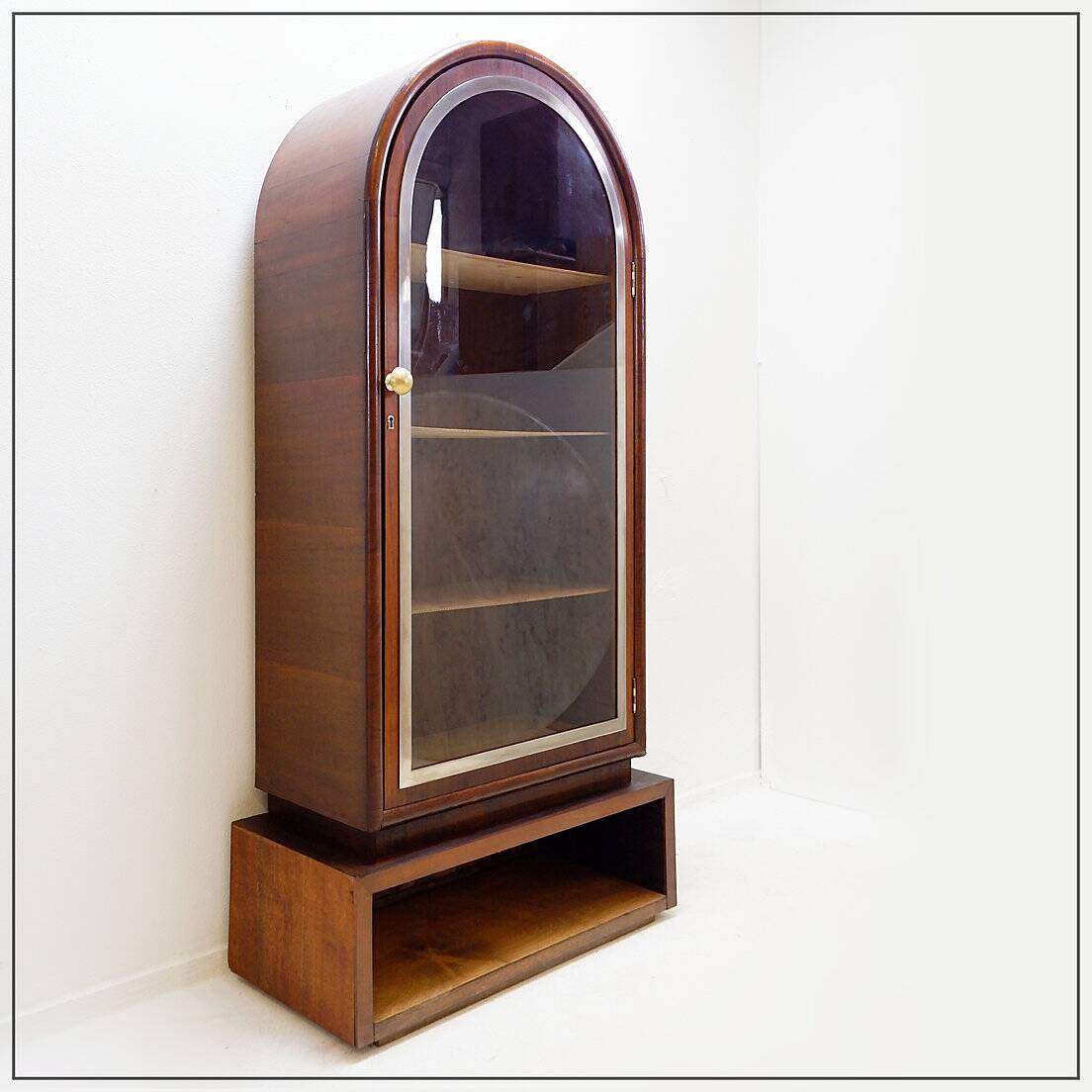 Arched display cabinet in wood and glass door - 1950s