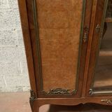 Louis XV style bookcase in mahogany and burr walnut, 20th century