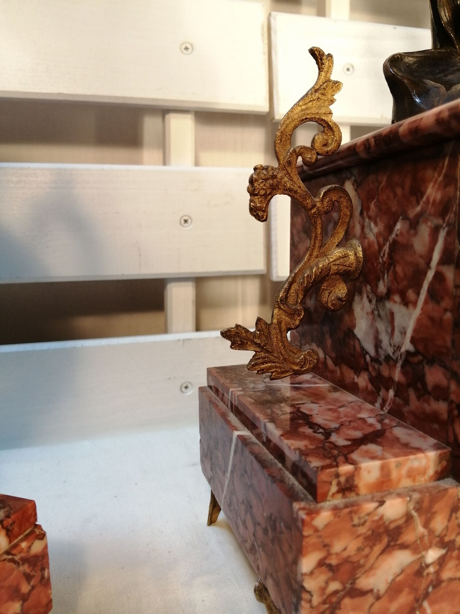 Marble and regulating fireplace trim - 1900s - Signed Charles Ruchot