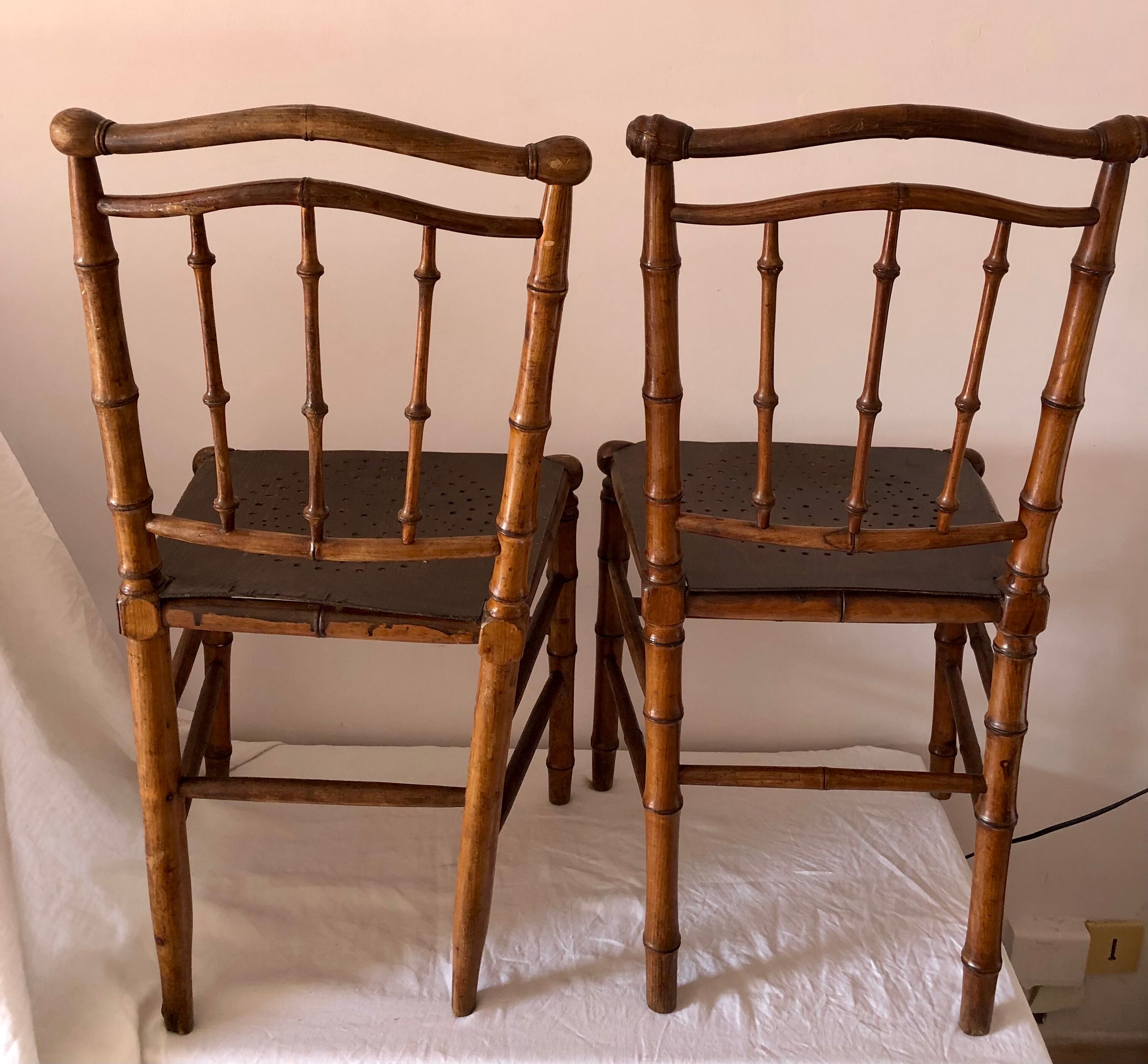 Vintage wooden and bamboo chairs