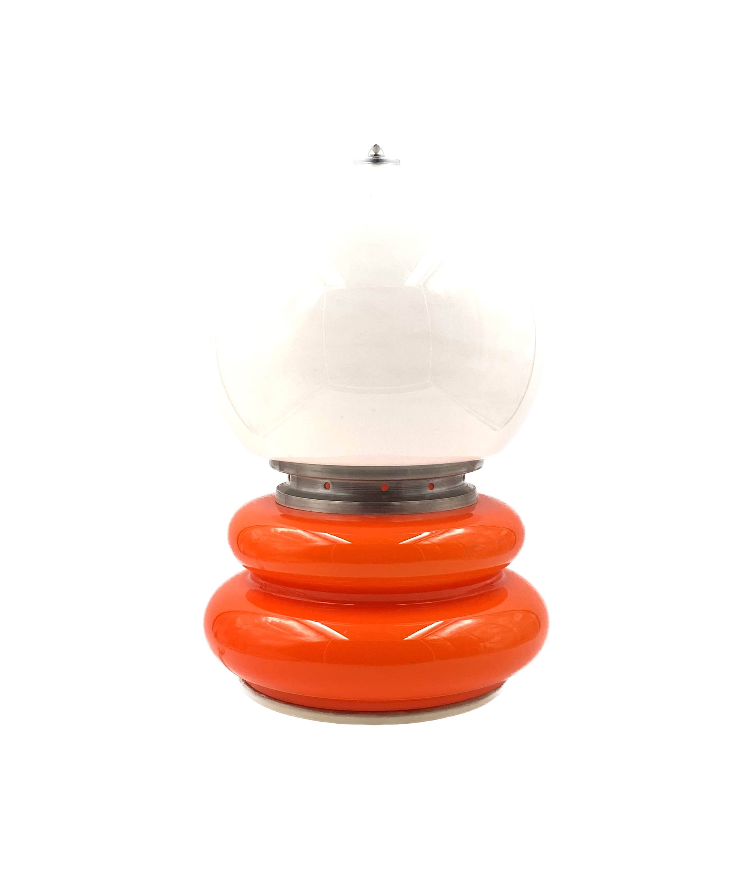 Space Age Orange Murano glass table lamp, AV Mazzega, 1970s