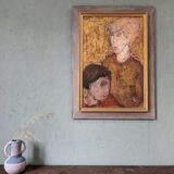Portrait expressionniste suédois « Tendre » encadré 1965