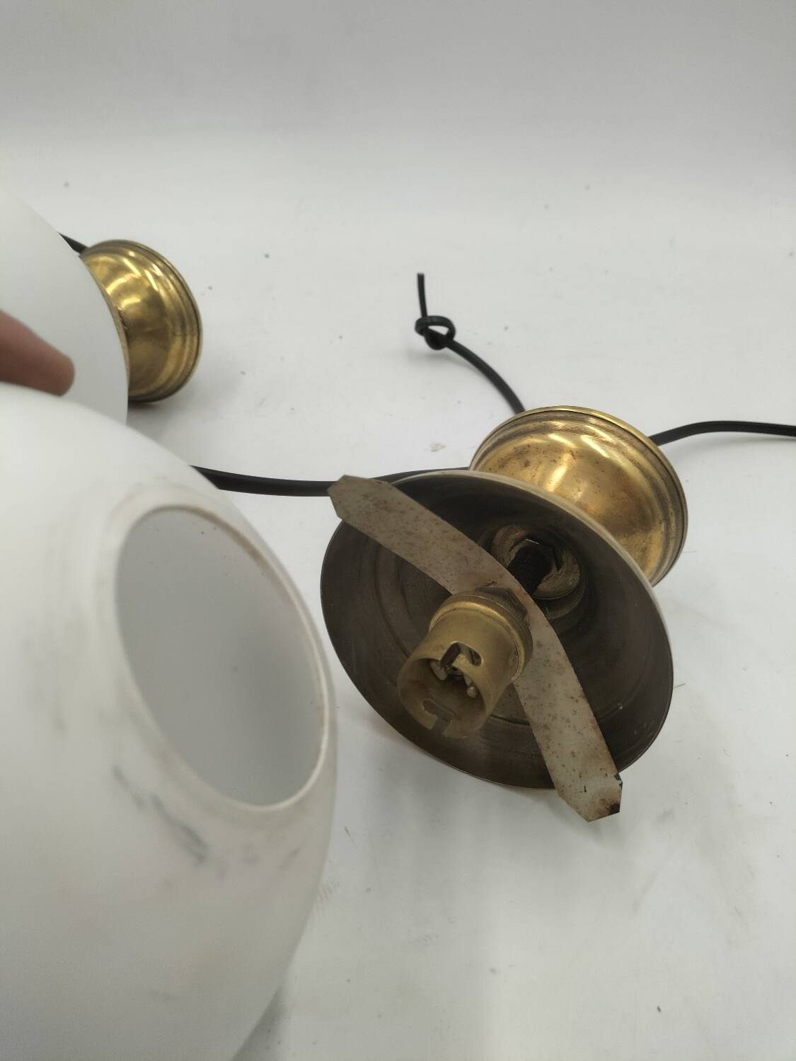 Brass and glass pendant lights