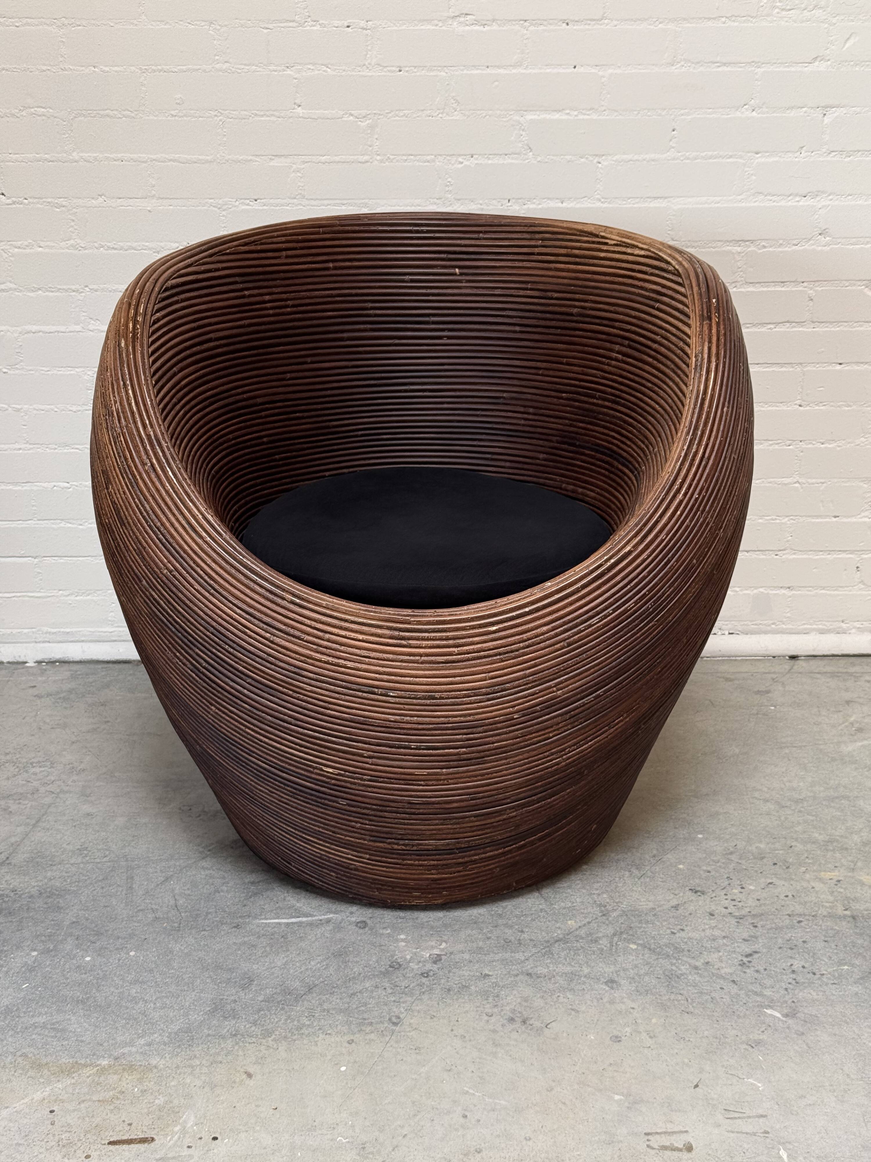 Organic Rattan Lounge Chair Attributed to Gabriella Crespi