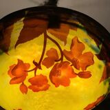 Lustre pâte de verre à décor de coquelicots