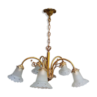 Lustre bronze d'inspiration Art Nouveau