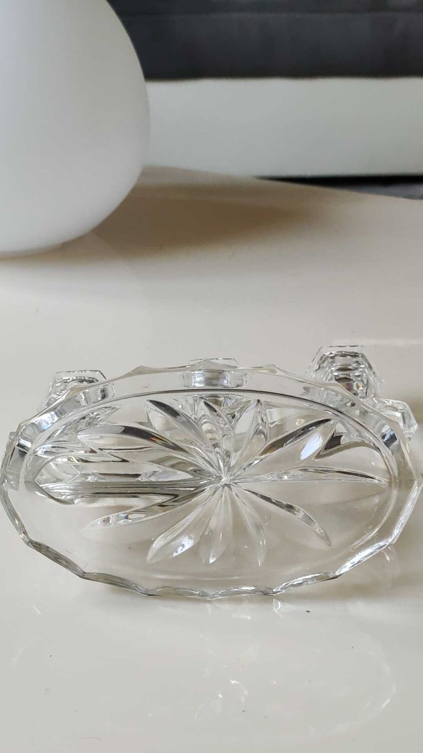 Stylish vintage candlestick, Buder with 3 lights. Lead crystal