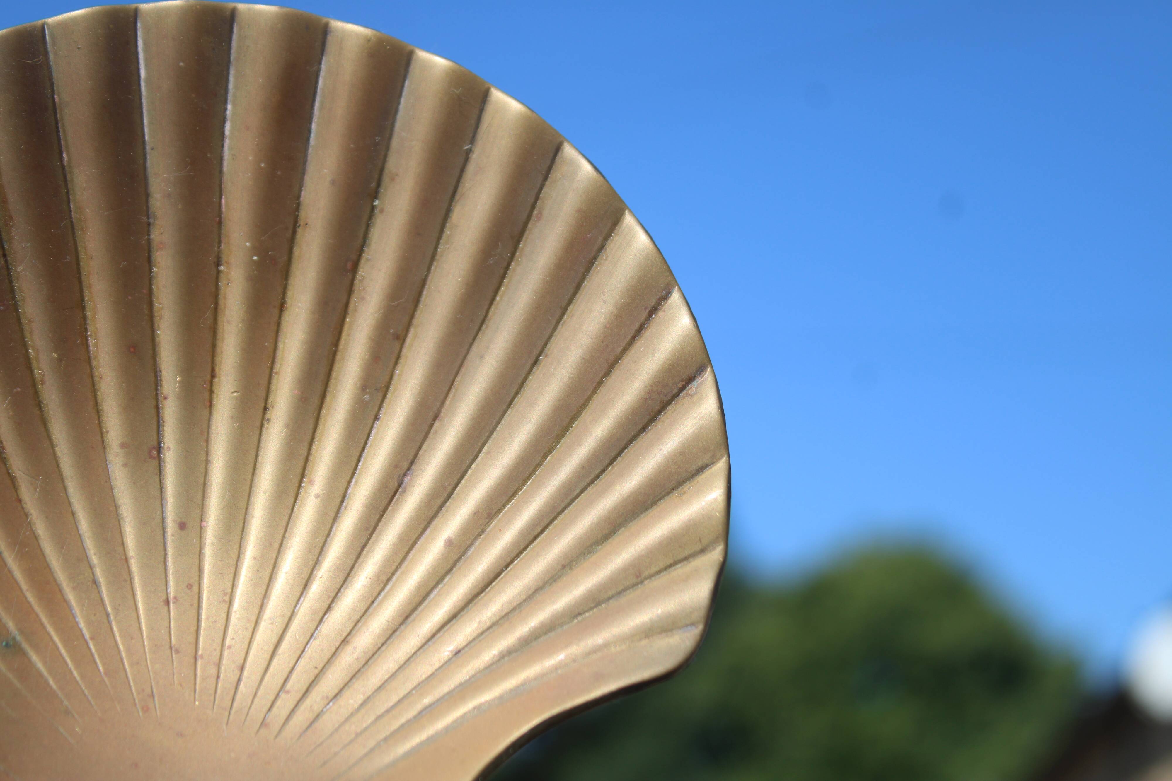 Vintage brass shell tray