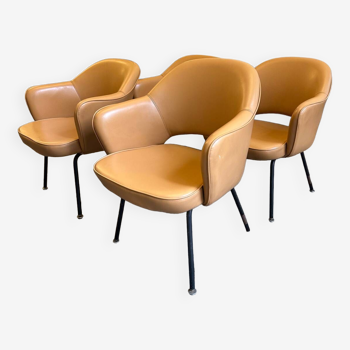 Rare série de 4 Fauteuils « conférence » Eero Saarinen pour Knoll circa 1970