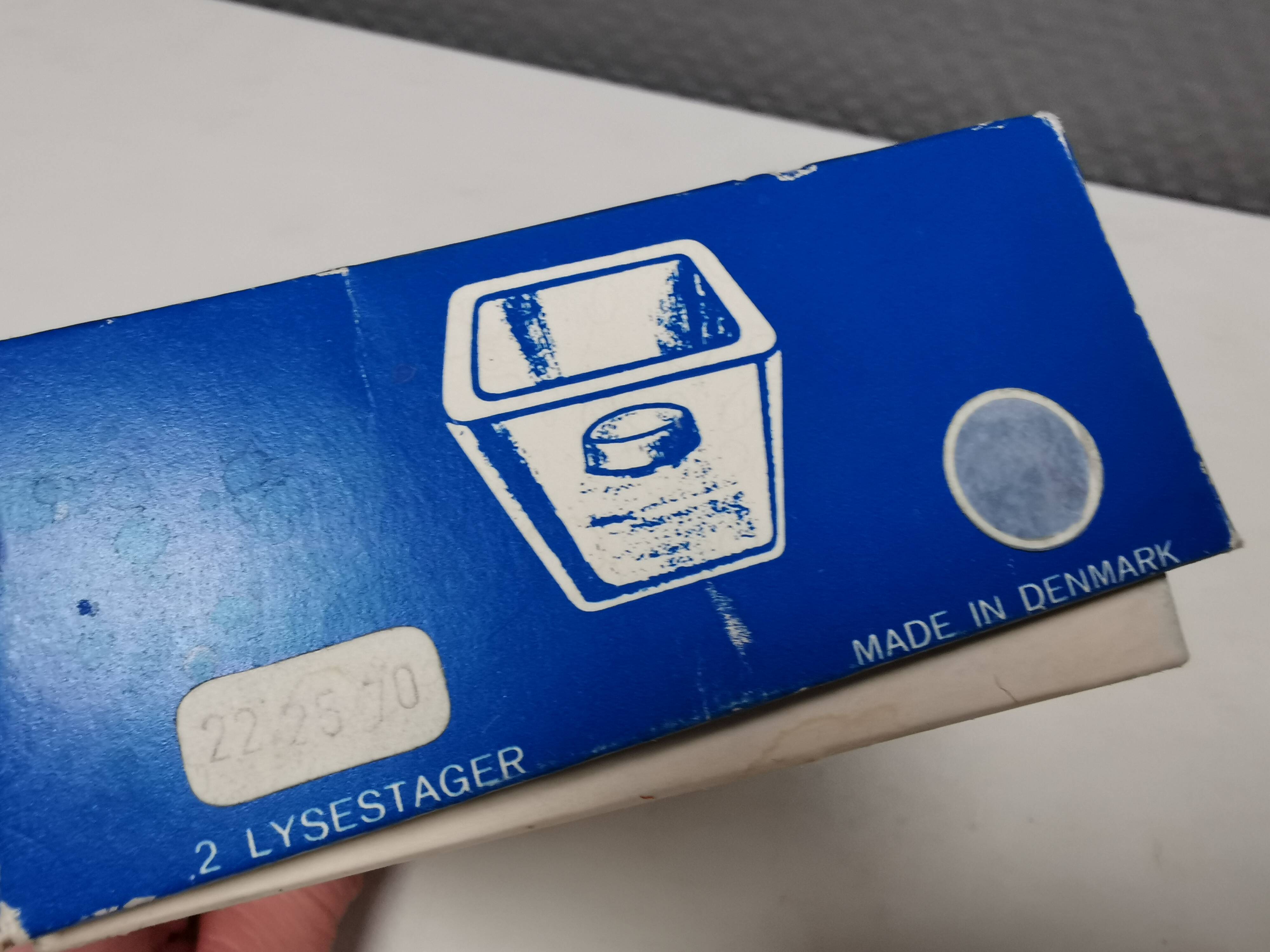 Two candleholders in turquoise/tranparent glass from Danish Kastrup-Holmegaard glassworks 1965-72