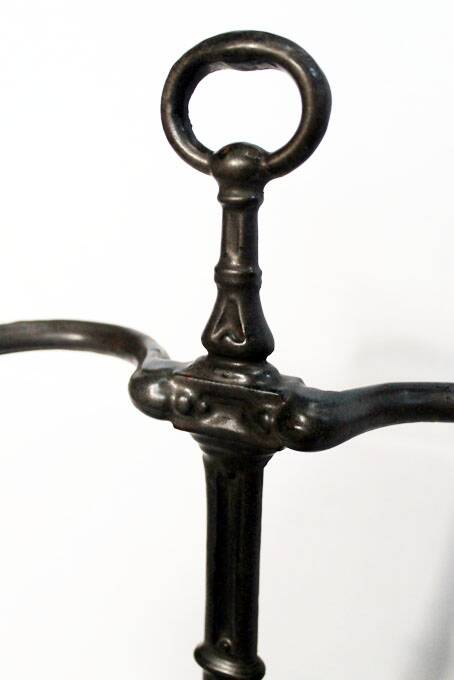 Fireplace tool set, cast iron and wrought iron