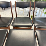 Set of 6 Scandinavian teak chairs, 1970s design.