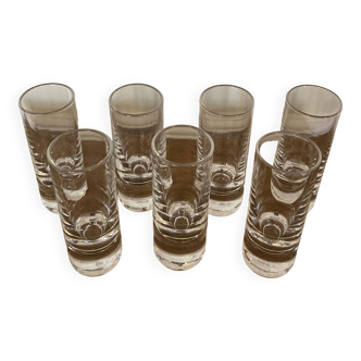 set of 7 vodka glasses stamped Saint Louis crystal