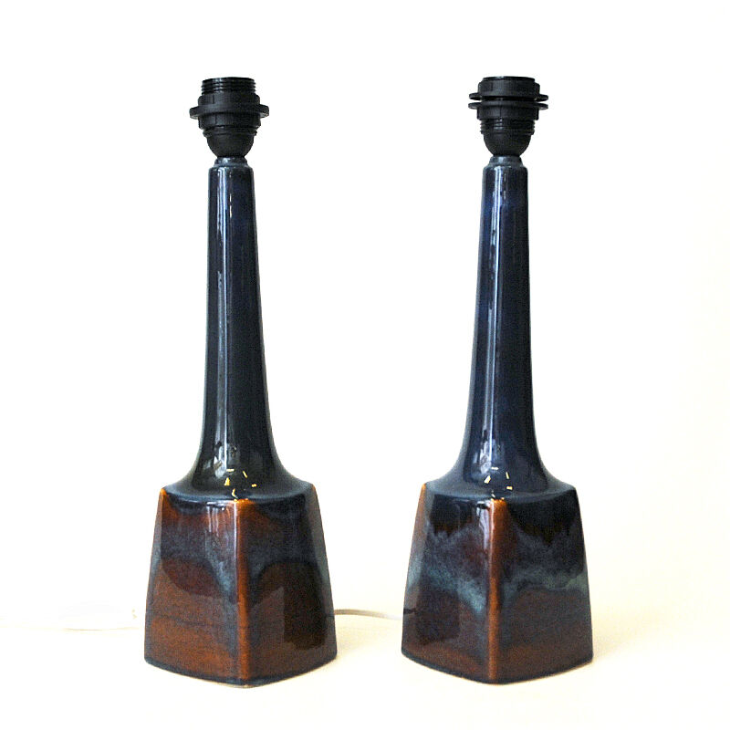 Danish ceramic tablelamp pair Burgundia by Søholm Keramik, Bornholm 1970s