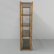 Vitrine en bambou avec 5 étagères en verre fumé