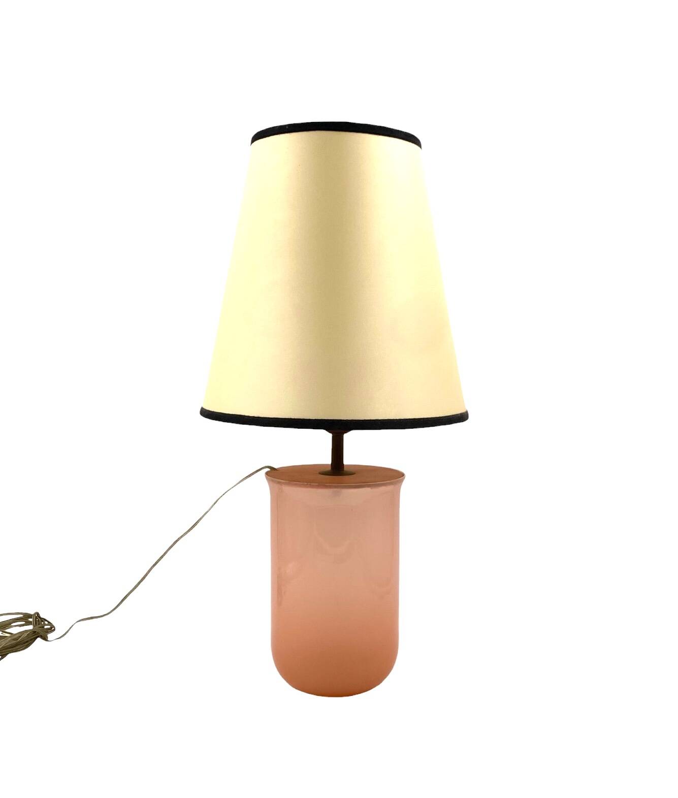 Mid Century Modern Pink Murano Glass Table Lamp Base, Italy, 1950s