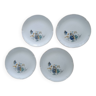 Set of 4 flowered plates Moulin des Loups