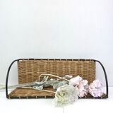 2 Old metal and wicker wall shelf 50s