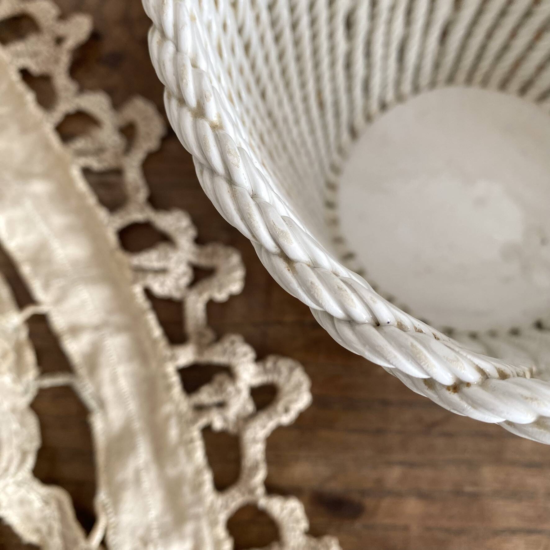 Woven ceramic plant pot