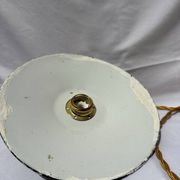 Suspension vintage indus tôle émaillée verte et blanche mini