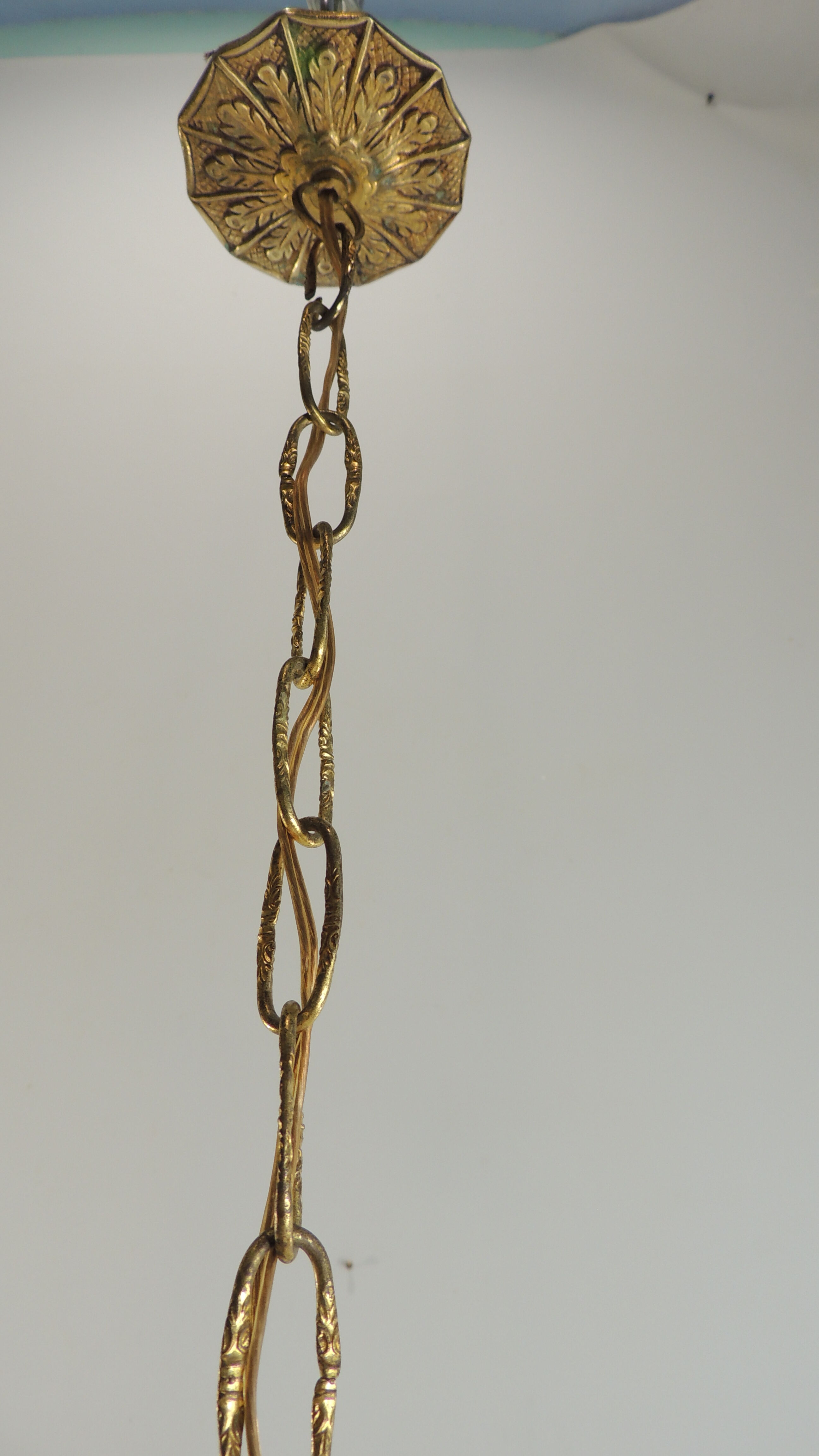Suspension bronze brass and opaline / vintage