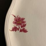 Plat de service ou à fruits en faïence rouge Aubusson de Sarreguemines
