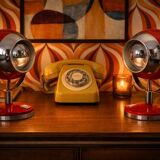 Red metal Space Age lamp in Reggiani style, 1970.