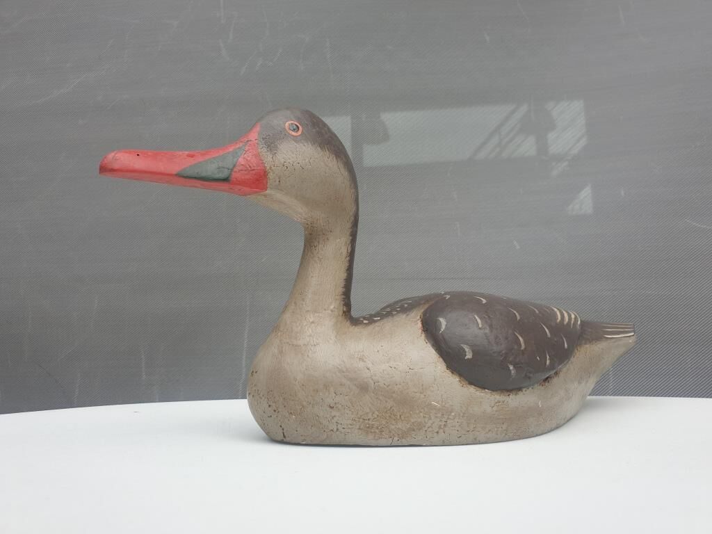 Canard à bec rouge bois peint