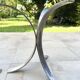 Oval dining table 1960-1970 smoked glass top and chrome base