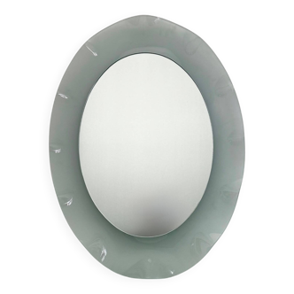 Vintage 1980s Italian Glass Wall Mirror in the style of Nanda Vigo