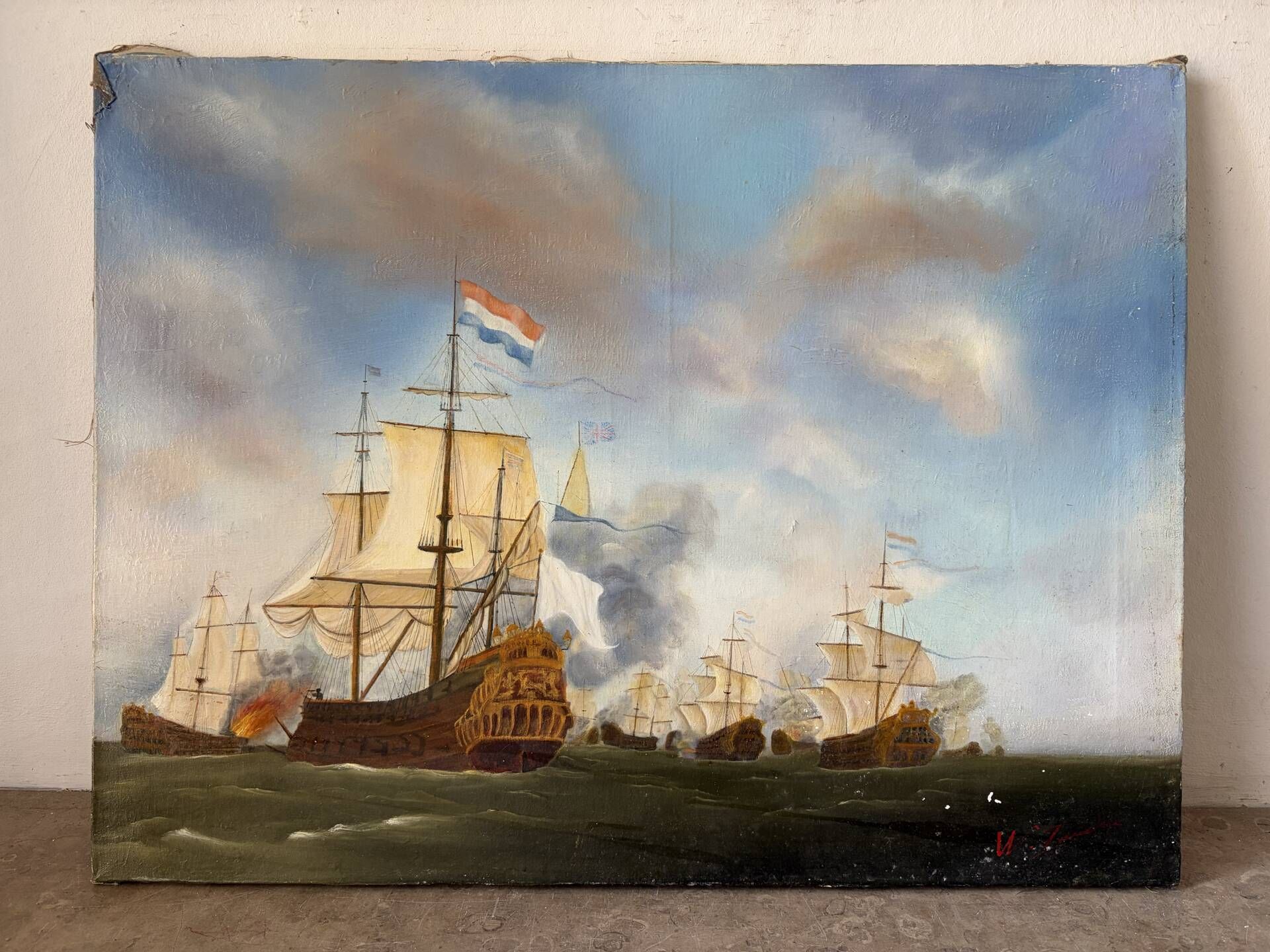 Marine, 20th century, oil on canvas signed