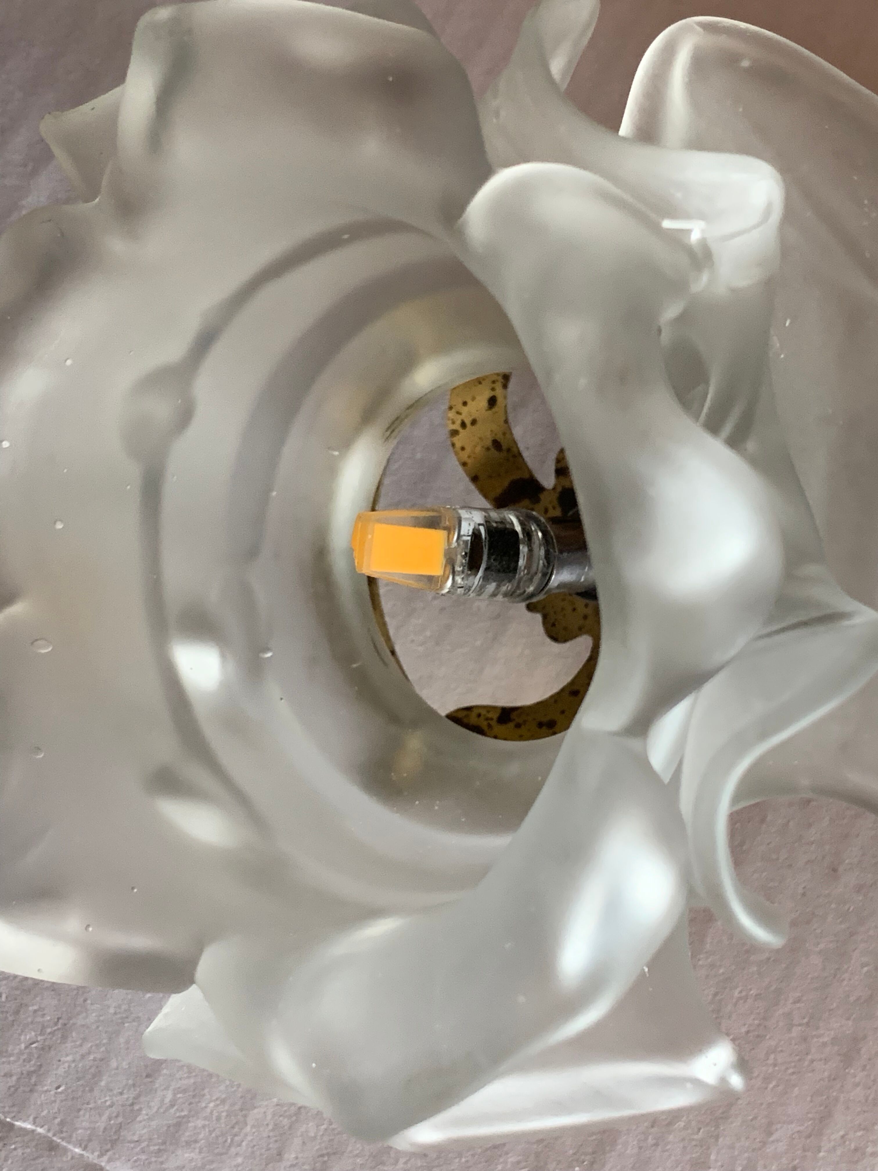 Pair of Art Deco glass rose petals