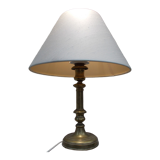 Old brass candle holder XIXth electrification vintage lampshade