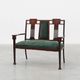 Art Nouveau Walnut Settee with Floral Marquetry, Belgium, ca. 1900