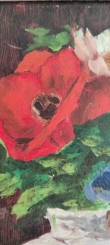 Anemone painting on wood