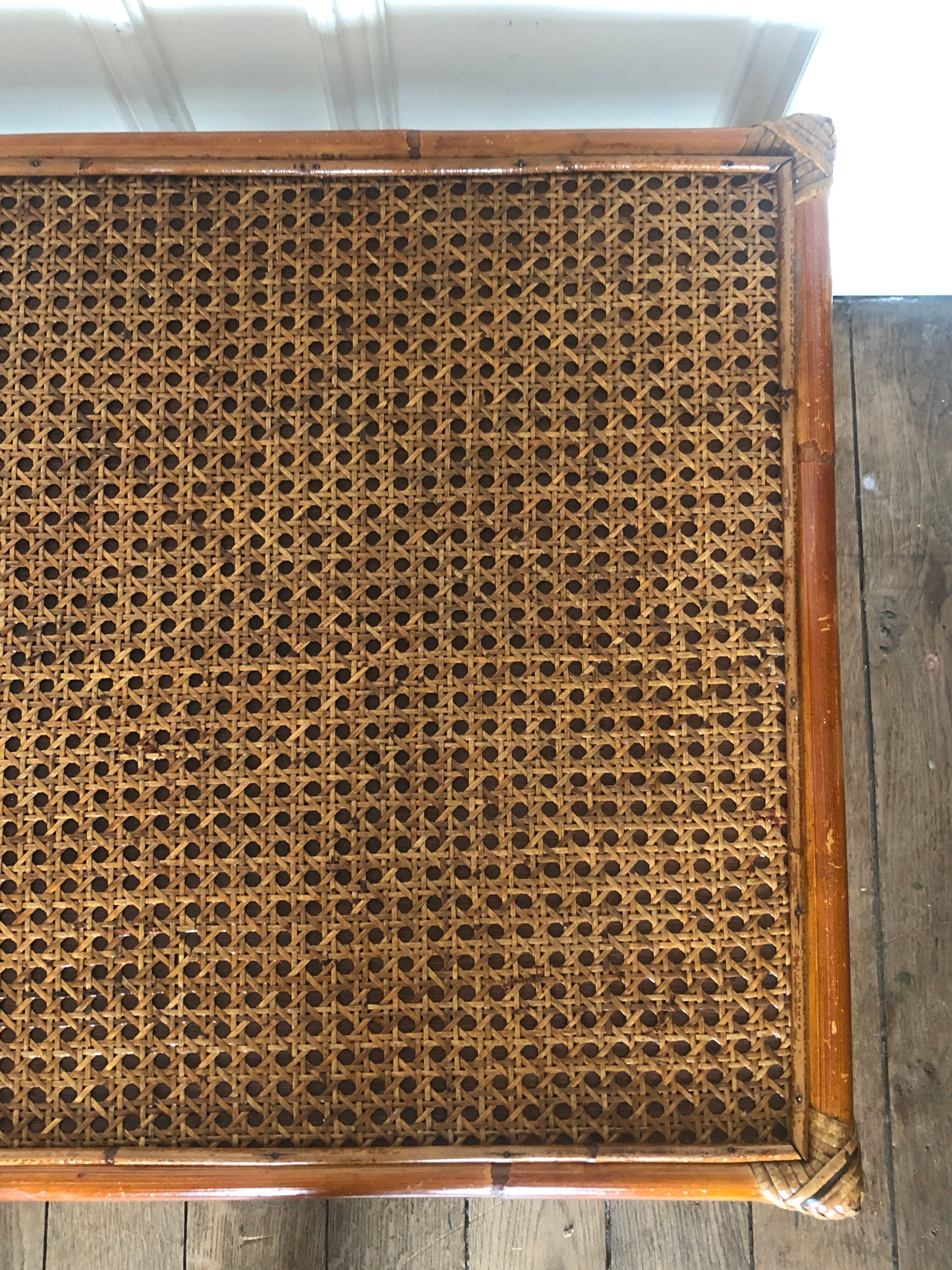 Table low rectangular rattan and caning