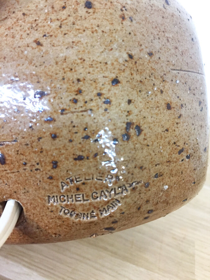 Enamelled sandstone lamp "Michel Cayla" 1970